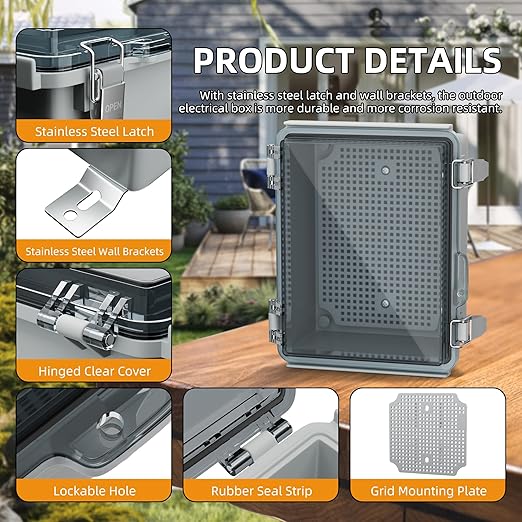 Joinfworld Outdoor WiFi Enclosure Weatherproof Locking Outdoor WiFi Box Plastic - Image 3