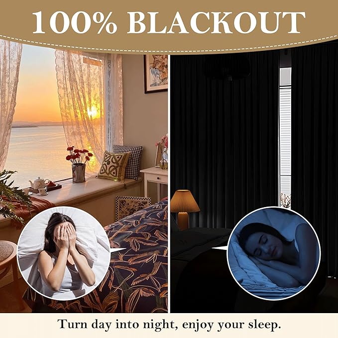RYB HOME Grey Linen Blackout Curtains - Image 4