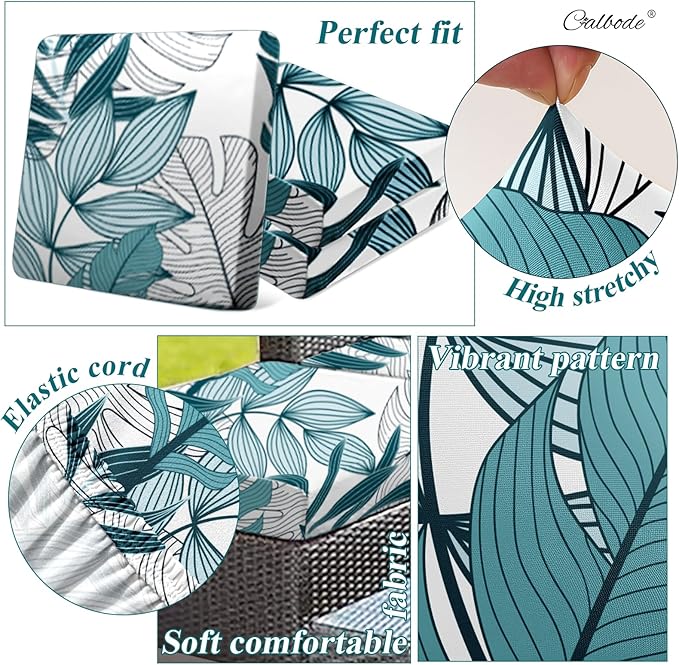 12Pcs Stretch Patio Cushion Cover Outdoor Cushion Cover Replacement Slipcovers - Image 3