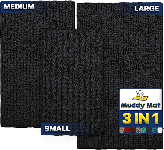 Muddy Mat® Pack of 3 Highly Absorbent Microfiber Dog Door Mat and Pet Rug by MuddyMat%C2%AE