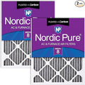 Nordic Pure 25x25x1 Pleated MERV 8 Plus Carbon Air Filters 2 Pack | Actual by NordicPure