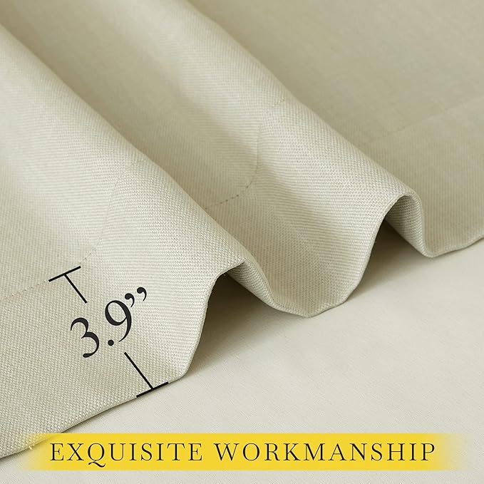 NICETOWN Room Darkening Faux Linen Beige Curtains 120 inches Long, Pinch - Image 8