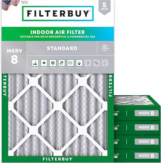 Filterbuy 18x24x2 Air Filter MERV 8 Essential Dust & Allergy Defense, by Filterbuy