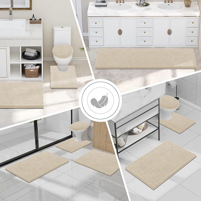 Smiry Luxury Chenille Bathroom Rugs 24x16, Extra Soft and Absorbent Shaggy Bath - Image 7