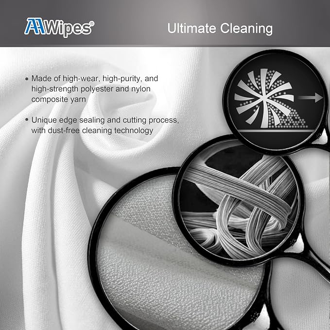 AAwipes Cleanroom Microfiber Wipes Mixed Weave Superfine 9" X9“ Lint Free Cloths - Image 4
