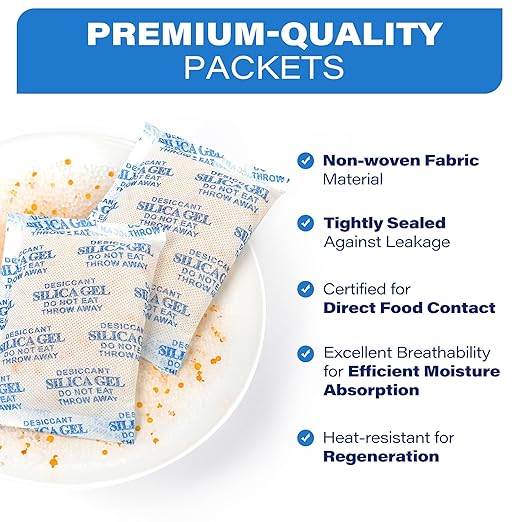 LotFancy Silica Gel Packets, 100 Gram 7 Packs Rechargeable Desiccant - Image 6