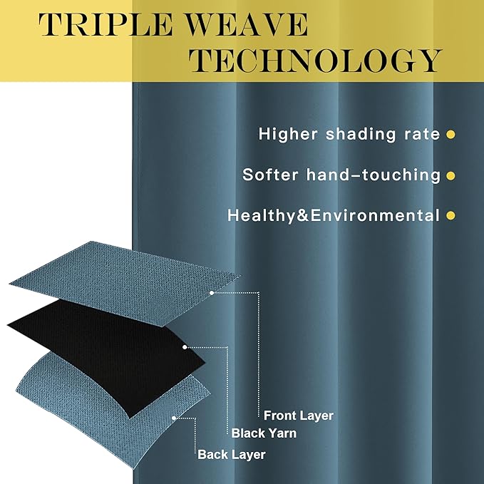 NICETOWN Blackout Curtains for Sliding Glass Door Room Divider Noise Reduce - Image 3