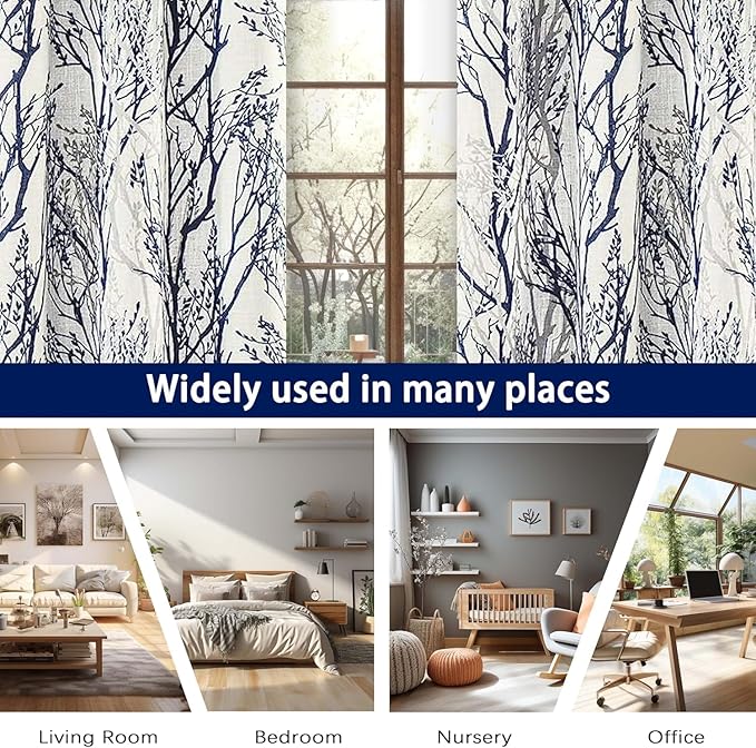 DriftAway Linen Printed Blackout Curtains Tree Branch Pattern Double Layer 102 - Image 7