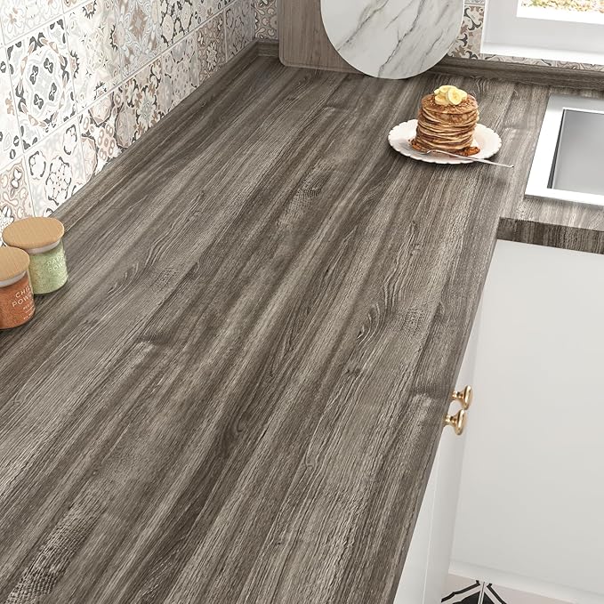 WESTICK Brown Wood Countertop Peel and Stick Wood Wallpaper Vintage Wood by WESTICK