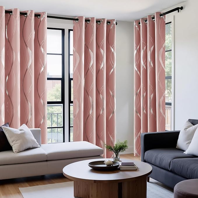 NICETOWN 100% Blackout Pink Curtains - Image 4