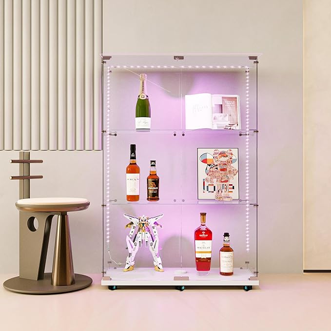 Yoluckea 3 Tiers Glass Display Cabinet - Image 9