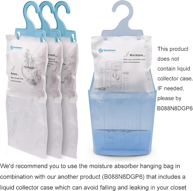 Moisture Absorber Refill Hanging Bags, 12 Pack – Calcium Chloride Dehumidifier - Image 3