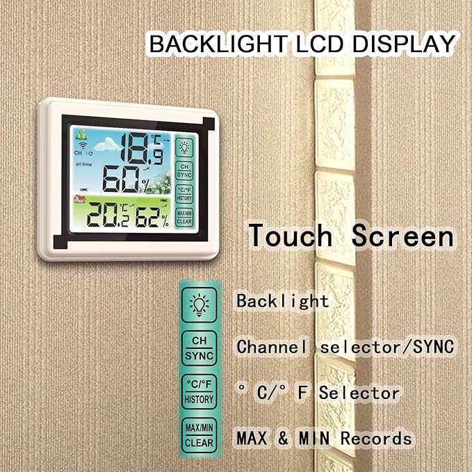 Indoor Outdoor Thermometer Hygrometer Wireless Remote Weather Stations - Image 3