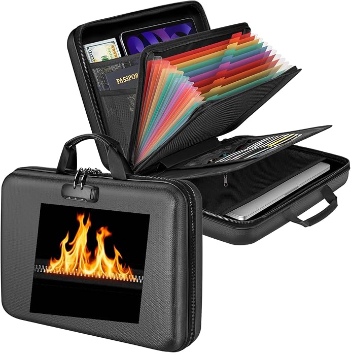 Fireproof Document Organizer Bag, 5200℉ File Organizer Safe Box, Hard Shell - Image 2