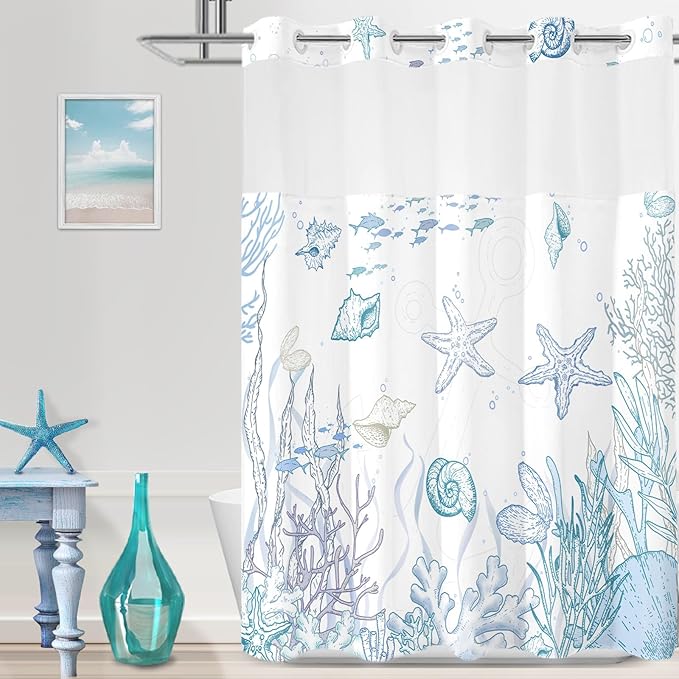 Extra Long No Hook Shower Curtain by TWLSNCD