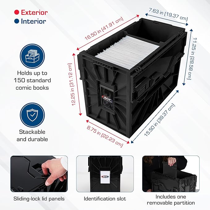 BCW Short Comic Book Bin | Holds 150 Comics | Stackable Plastic Storage | - Image 5