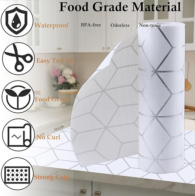 Shelf Liner for Kitchen Cabinets Non Adhesive15 Inch Wide X 20 Ft Cabinet - Image 4