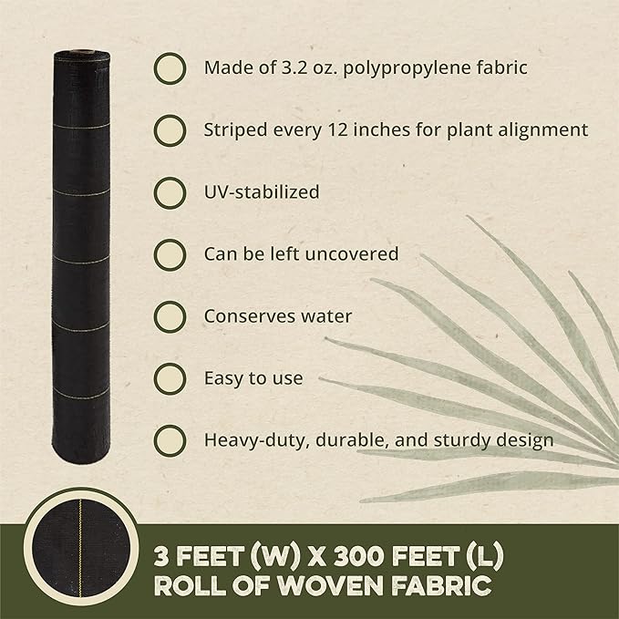 DeWitt Sunbelt Weed Barrier Fabric 3.2 oz, 3 x 300 Feet – Heavy-Duty Ground - Image 2