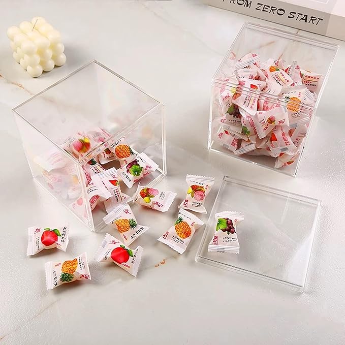 Acrylic Box Clear Box with Lid for Display, Plastic Square Cube 2 Pack Storage - Image 7