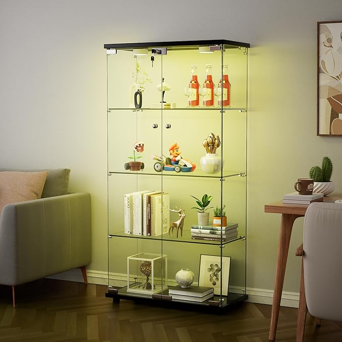Yoluckea 4 Shelves Glass Display Cabinet - Image 3