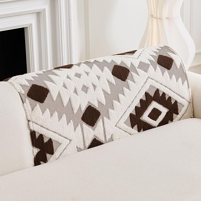 Boho Plush Couch Covers for Sofa Washable, Fuzzy Soft Couch Cover for Sectional - Image 4