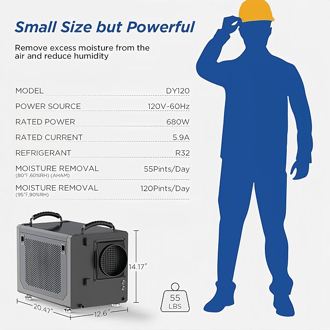 120 Pint Crawl Space Dehumidifier Commercial Energy Star Efficient Certified - Image 6