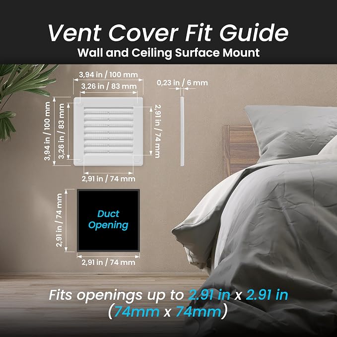 Repa Market 4 x 4 Inch White Square Air Vent Cover - Image 2