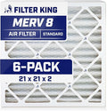 Filter King 21x21x2 Air Filter | 6-PACK | MERV 8 HVAC Pleated A/C Furnace by FilterKing
