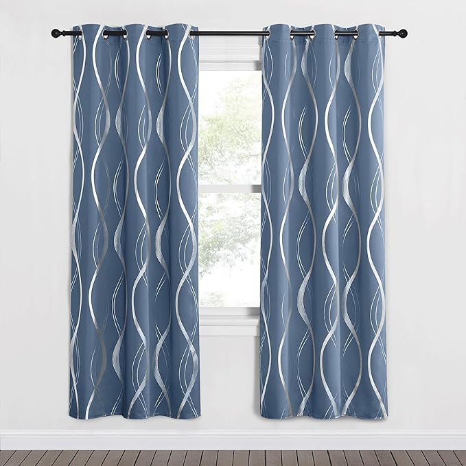 NICETOWN Blackout Curtains 72 inches Long, Stone Blue, 2 Panels, 42 x 72 Inch - Image 2