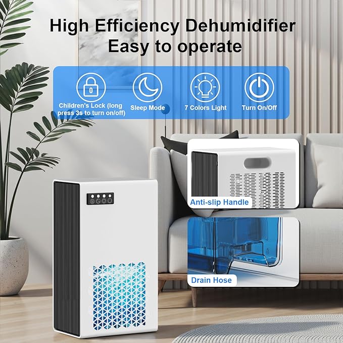 Dehumidifiers for Home, 99oz Water Tank Dehumidifier for Bedroom Basement - Image 8