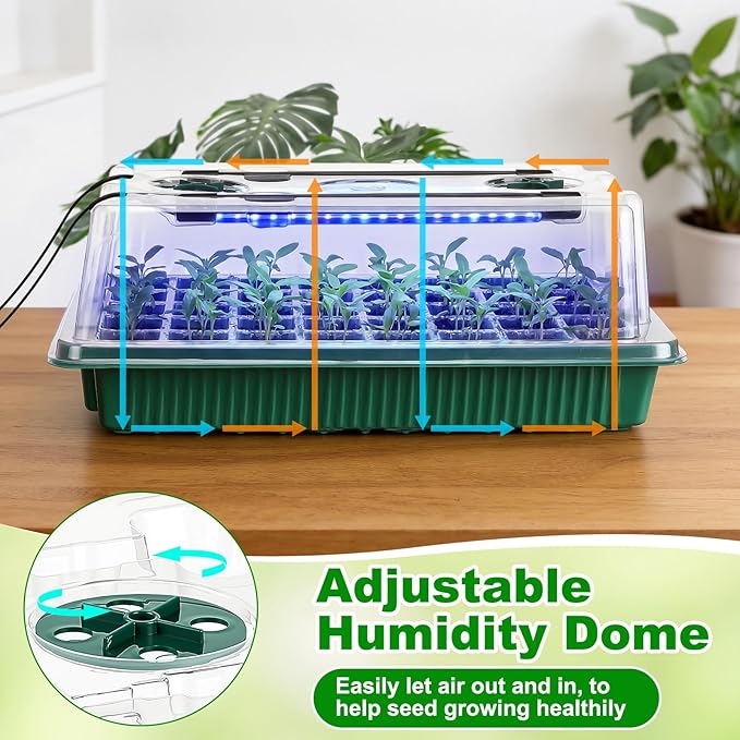8 Pack Starter Tray with Light, 320 Cells Sprouting Kit Seedling Tray with - Image 5