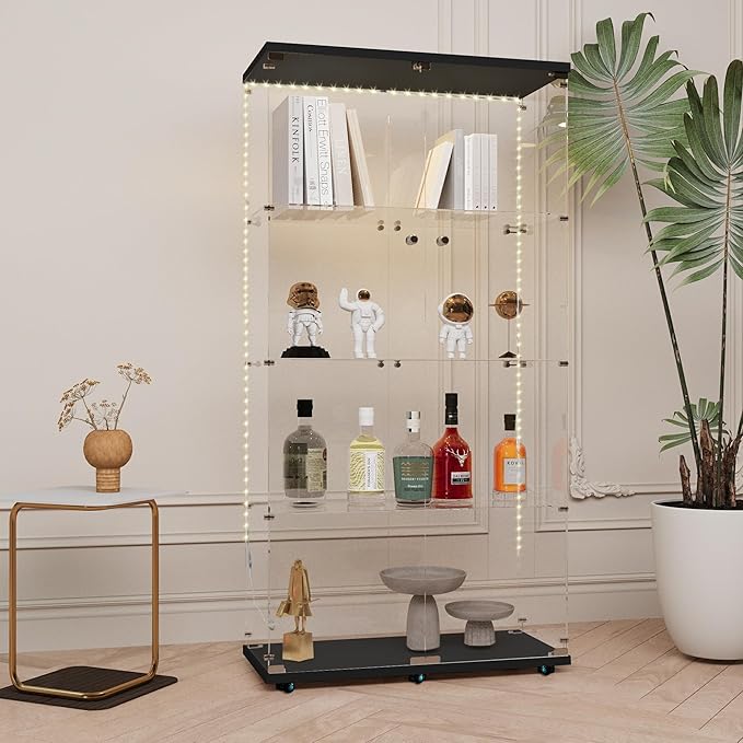 Yoluckea 4-Tier Glass Display Cabinet - Image 6