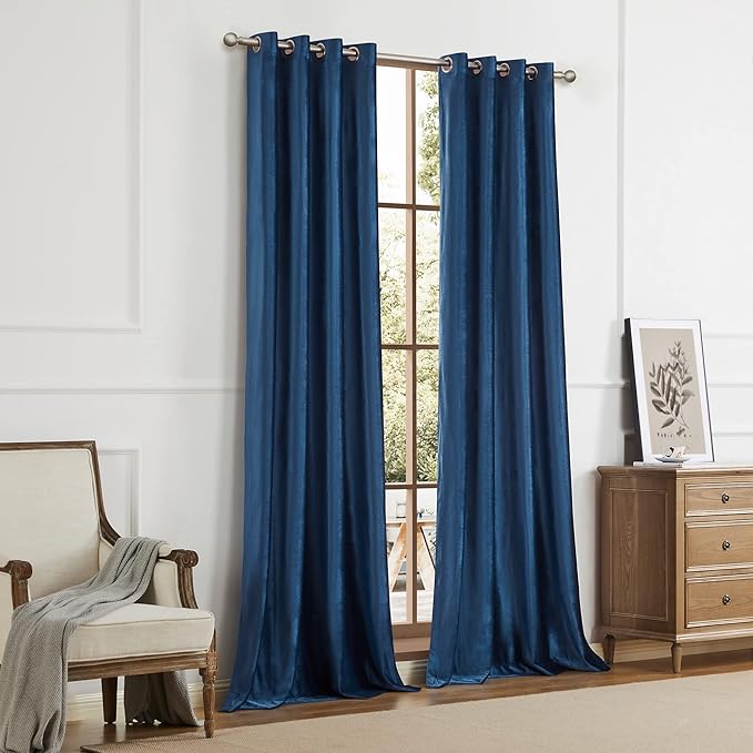 Luxury Navy Blue Velvet Curtains: 108 inches Dark Blue Elegant Living Room - Image 7