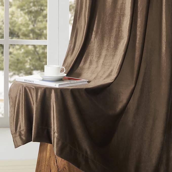 Elegant Brown Decorative Velvet Curtains: 90 inches Luxury Living Room Curtain - Image 6