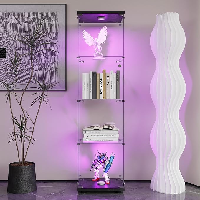 Yoluckea 4 Shelves Glass Display Cabinet - Image 3