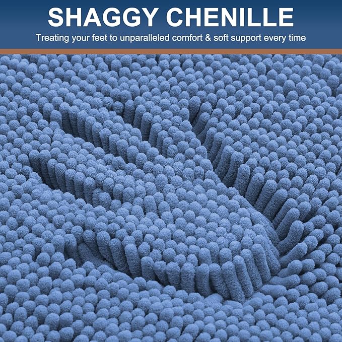 Smiry Luxury Chenille Bathroom Rugs 24x16, Extra Soft and Absorbent Shaggy Bath - Image 3