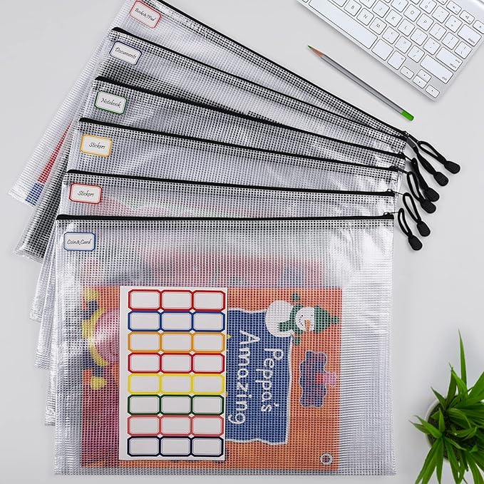 Mesh Zipper Pouch, B4 Size Tear-Resistant Document Pouch, Extra Large Zip File - Image 3