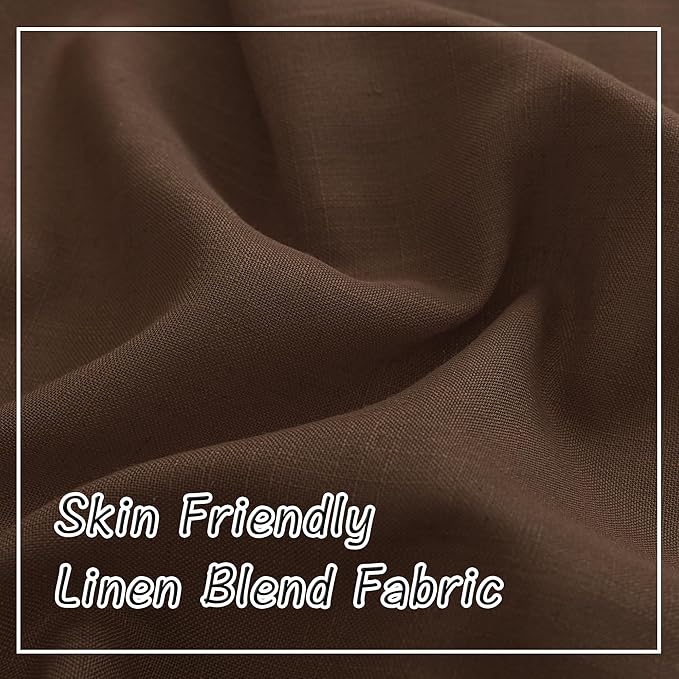 Coffee Brown Linen Back Tab Curtains 84 Inches Long 2 Panels Set - Image 6