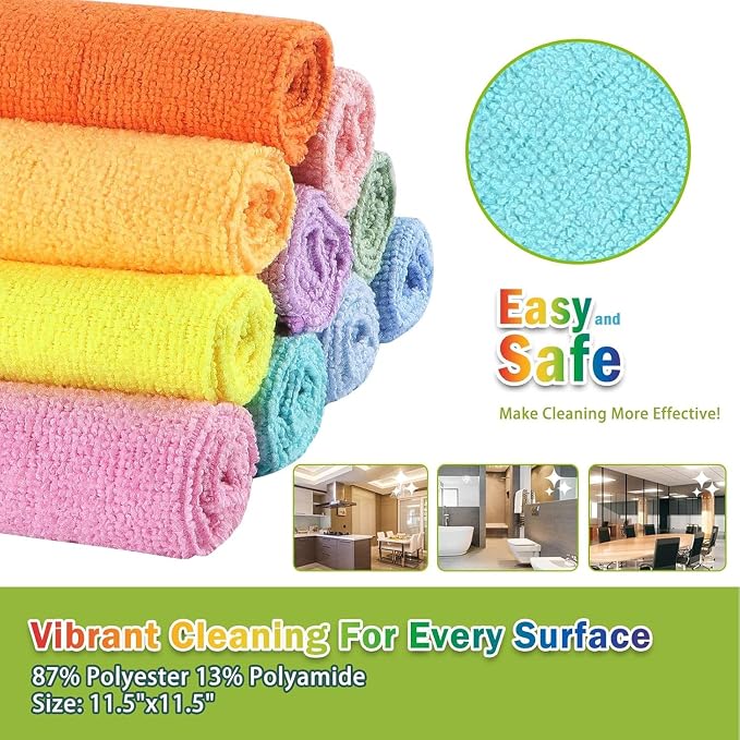 AIDEA Microfiber Cleaning Cloth, Lint-Free Vibrant Cleaning Rags, Microfiber - Image 6