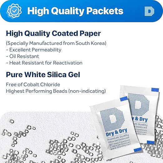 Dry & Dry 2 Gram Food Grade Silica Gel Packs Desiccant Packs - Image 2