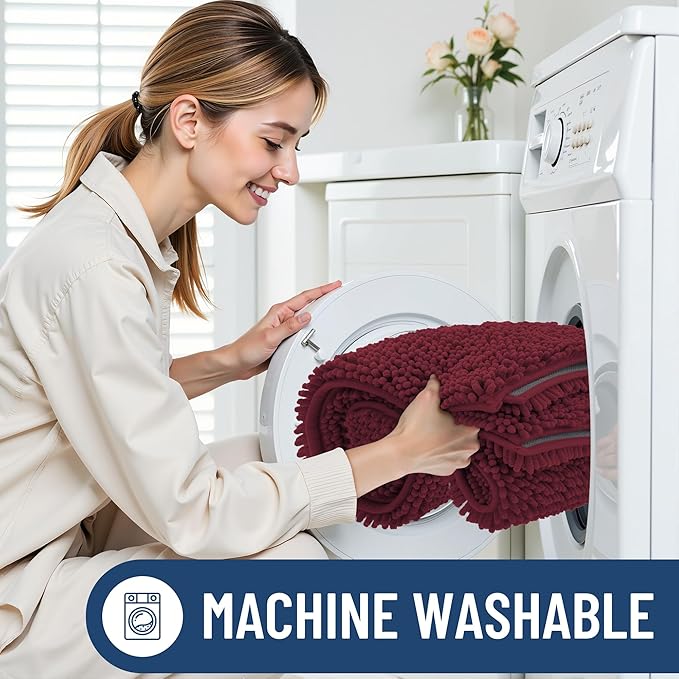 Smiry Luxury Chenille Bathroom Rugs 44x32, Extra Soft and Absorbent Shaggy Bath - Image 6