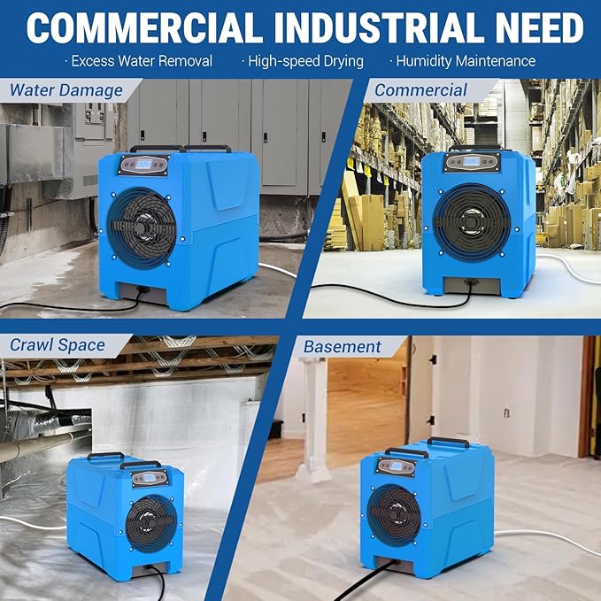 MOUNTO Commercial Dehumidifier, 150 Pint High-Capacity, Includes Pump Drain Hose - Image 6