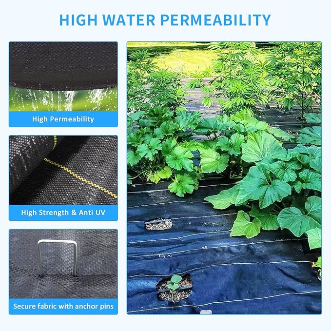 8ft x100ft Pro Black Weed Barrier, 6oz Premium Landscape Fabric-Heavy Duty - Image 7