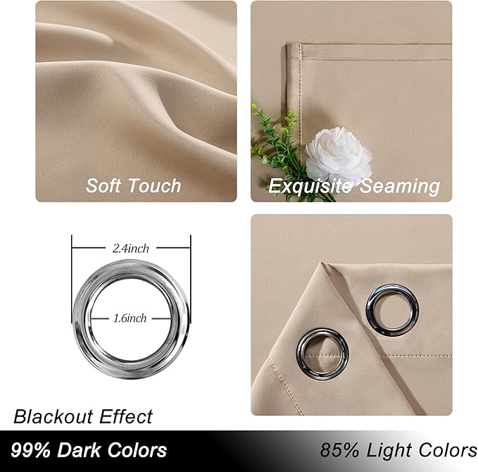 Hiasan Patio Sliding Door Curtain Panel, Biscotti Beige Room Divider Grommet - Image 2