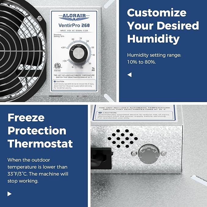 ALORAIR 260CFM Crawl Space Ventilator Fan, 6.7 Inch Basement Vent Fan - Image 4