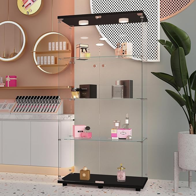 Yoluckea 4-Tier Glass Display Cabinet - Image 8