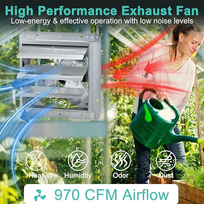 12 Inch Shutter Exhaust Fan, Wall Mount Attic Fan - Image 3