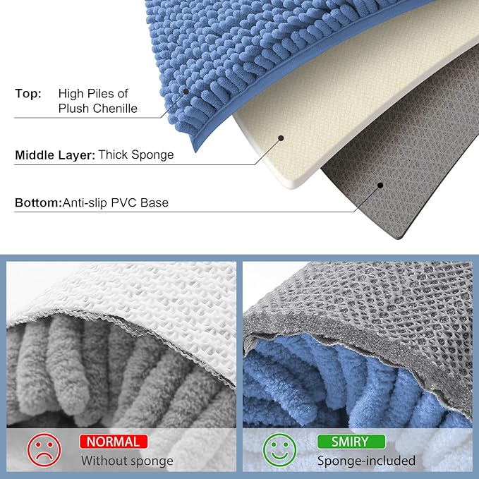 Smiry Luxury Chenille Bathroom Rugs 24x16, Extra Soft and Absorbent Shaggy Bath - Image 5