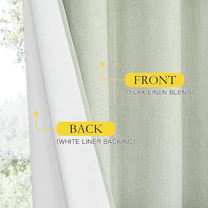 NICETOWN Sage Green Kitchen Linen Completely Shaded Draperies, 2 Pieces - Image 5