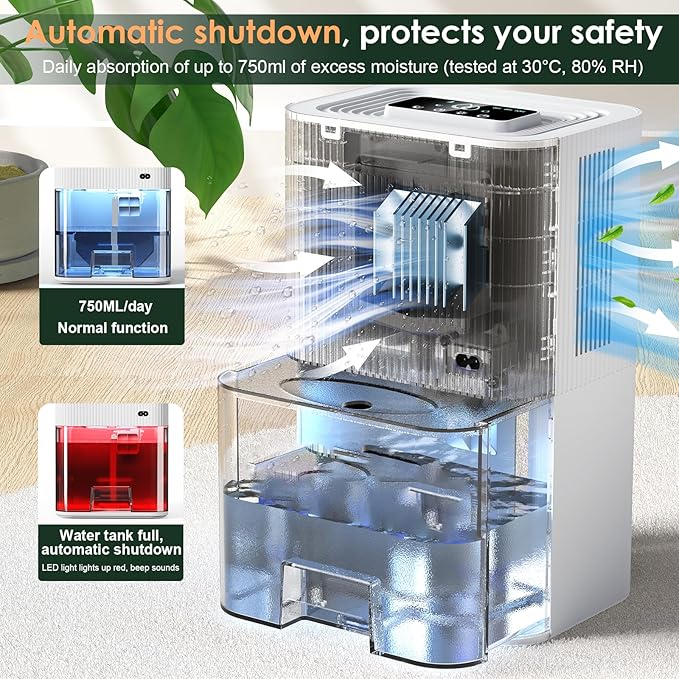Portable Dehumidifier for Small Room, Bathroom & Closet | 91 OZ Tank | Compact - Image 5